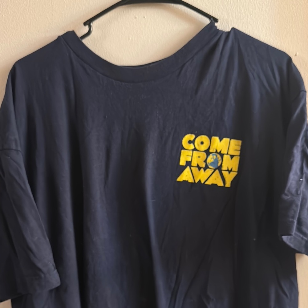 Navy blue come from away broadway tour tshirt